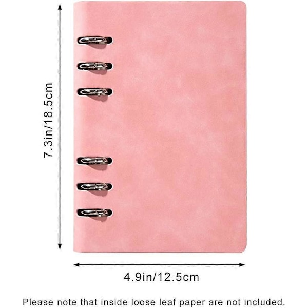 2-pack A6 PU Läder Anteckningsbok, 6 Ring Budgetplaneringspärm, Rosa