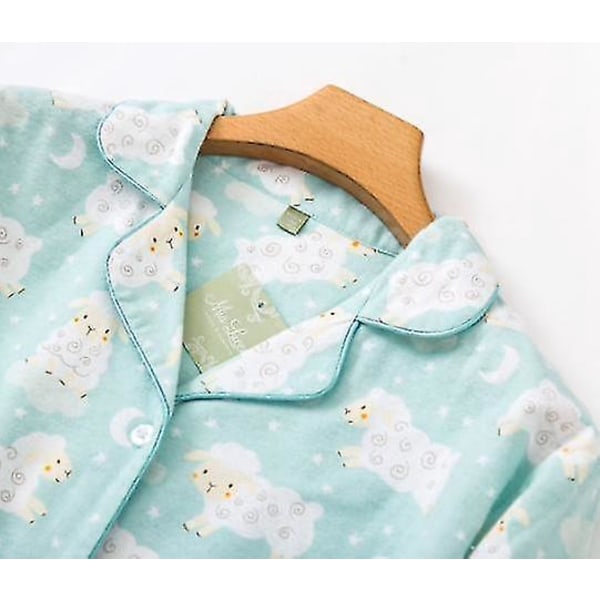 Mysig flanellpyjamas i bomull för kvinnor - perfekt för höst/vinter! M grön