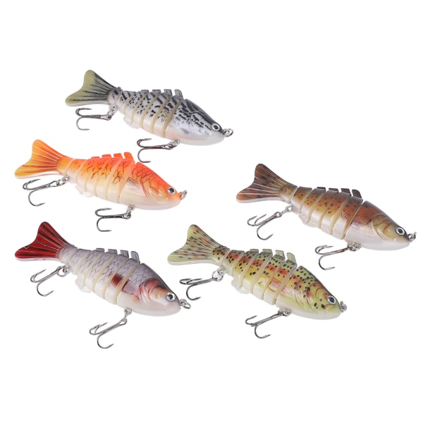 5 kpl 6-osainen kalastusuistin multi Swimbait multi kova syötti 2 koukulla