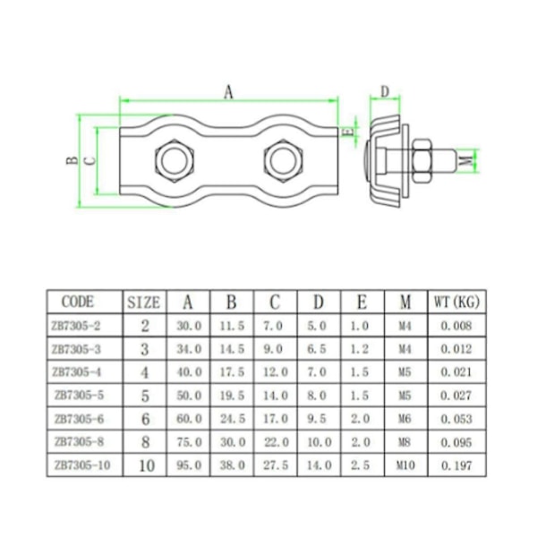 Dupleks Kabelbinderklemmer 304 Rustfritt Stål Wire Tau Klemmer for Tøyliner Solseil Patio 8stk