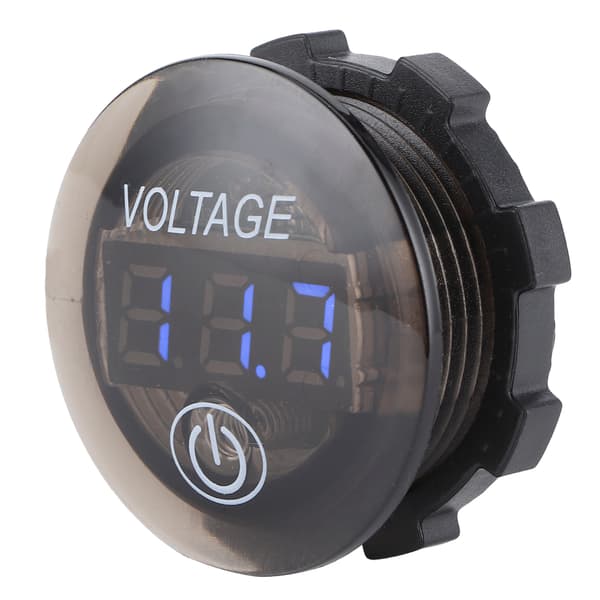 Universal LED DC Digital Voltmeter Spændingsmåler Bilbatterimåler 12‑24V M/ Touch Switch Blå