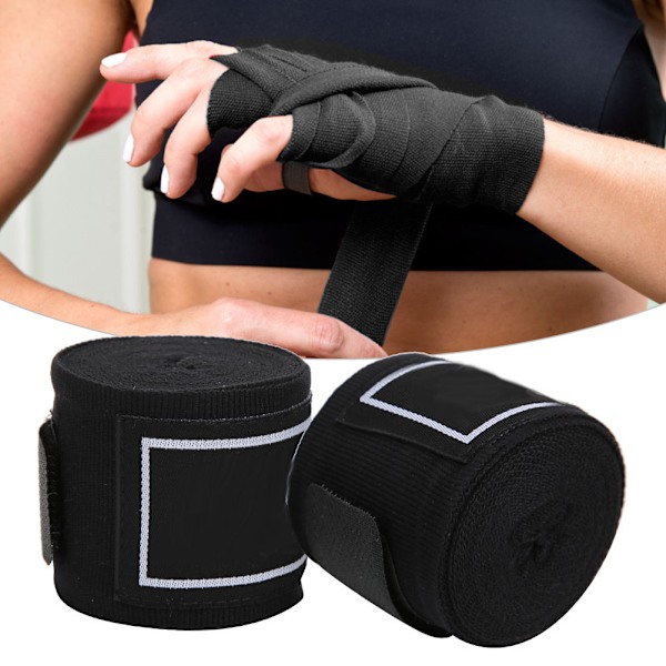 1 par BN elastisk boksefikseringsbælte Sanda Muay Thai håndbind Wrist Bandage Sport beskyttelsesudstyr sort