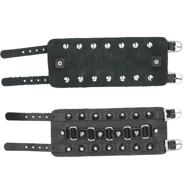 Justerbart Punk Armband i Konstläder med Spikar och Nitar - Unisex