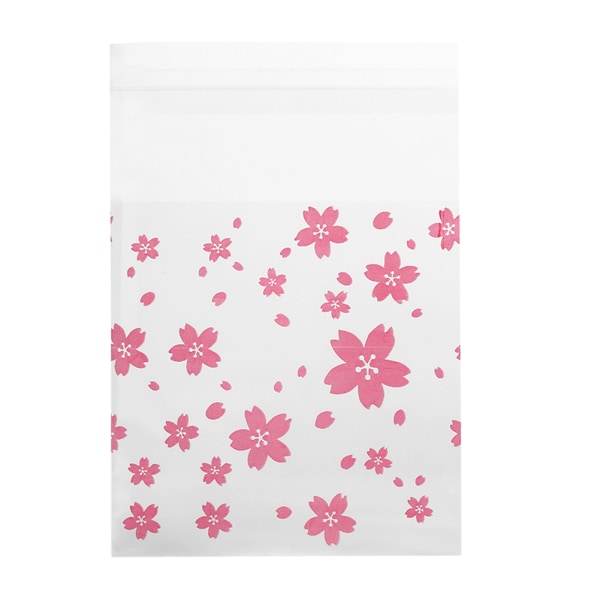 100 stk./pakke blomstermønster bryllup plastkage kiks slikpose (orientalsk kirsebær 7 x 7 cm)