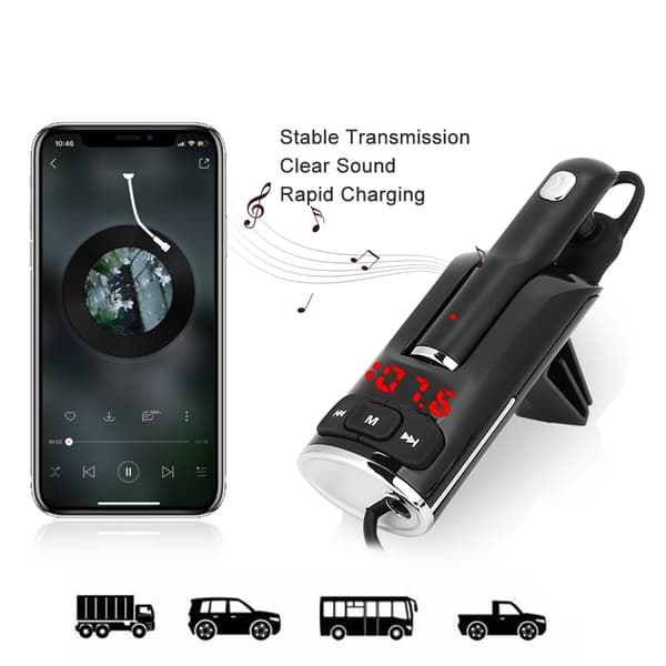 Bil Bluetooth Radio FM-senderadapter Mp3-afspiller Håndfri Dobbelt USB-oplader