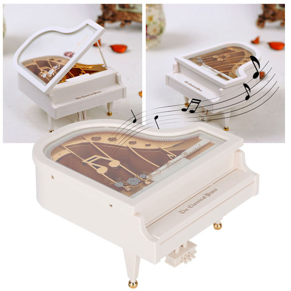 Piano Music Box Clockwork Skrivebord Hjem Dekoration Fødselsdagsgave Håndværk til børn Kontor