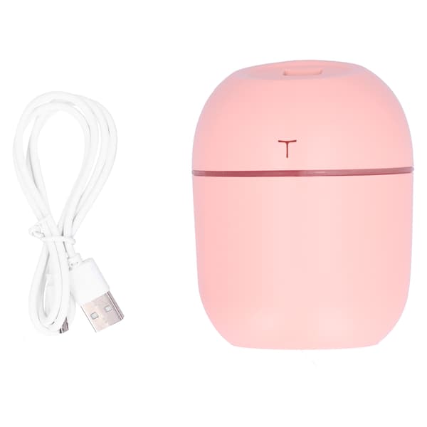 Bærbar Mini Luftfukter USB-lading Skrivebordsluftfukter Soveromsluftfukter med LED-lys Rosa
