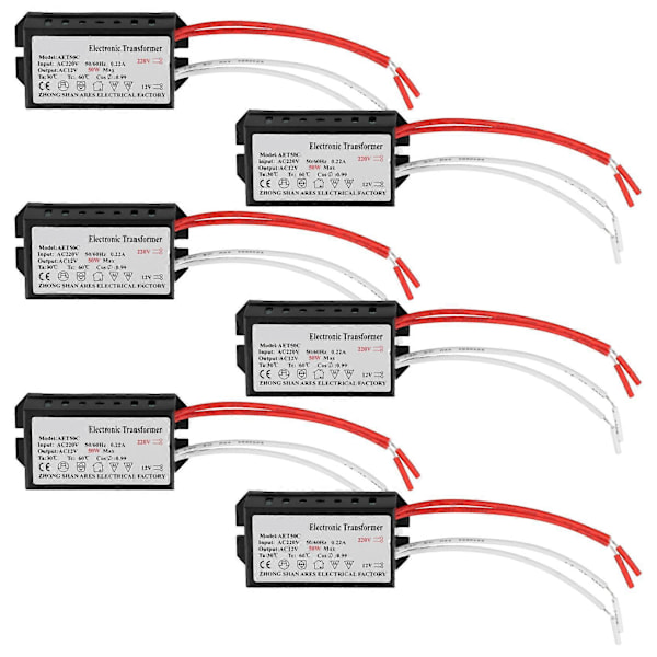 6 st Elektronisk Transformator 220V till 12V Adapter