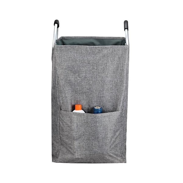 90l X-large Dobbel Vaskekurv i Lin, Sammenleggbar Vaskebøtte, Brettbar Klespose - Slitesterk og Lett å Rengjøre (mørkegrå)