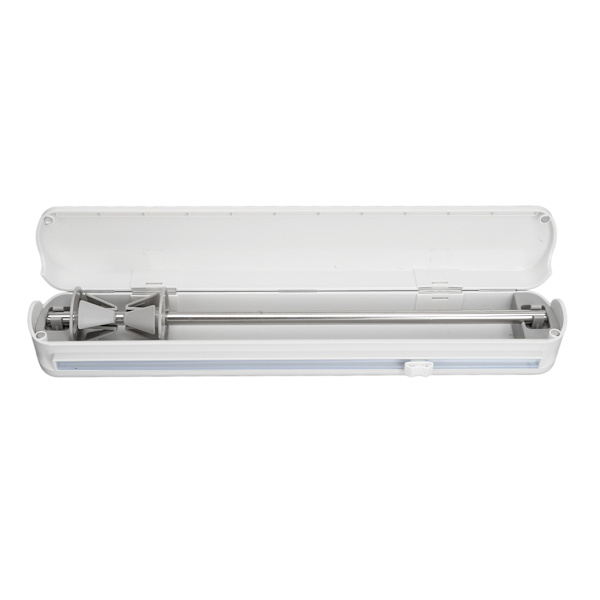 Dispenser for plastfolie med glidekutter, jevn kutting, justerbar, gjenbrukbar dispenser for klamrende film for tinnfolie S 37x6,5cm