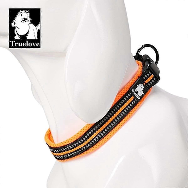 Heijastava koiran panta, säädettävä, vahva nylon, mukava pehmuste, klassinen lemmikkipanta (oranssi, XL)_SZXM