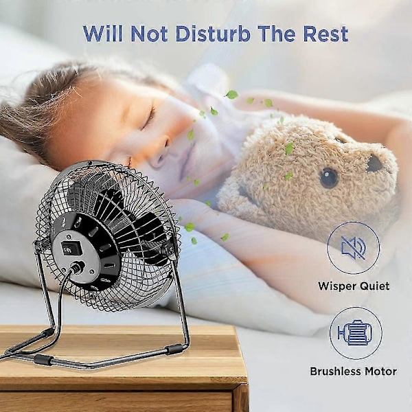 Usb Bordventilator 6 Tommer Skrivebords Lydløs Ventilator Luftcirkulator 2 Hastigheder 360 Rotation