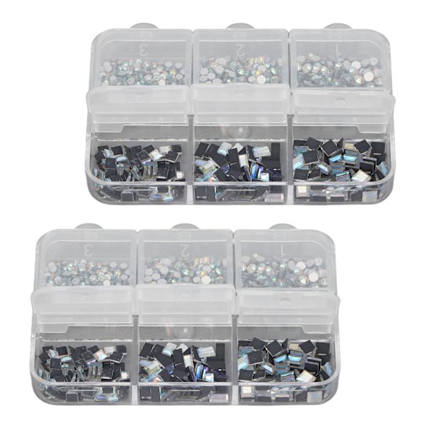 2 st 6 rutnät nagelkonst dekorationer olika former platt botten glitter manikyr prydnader för nagelsalong