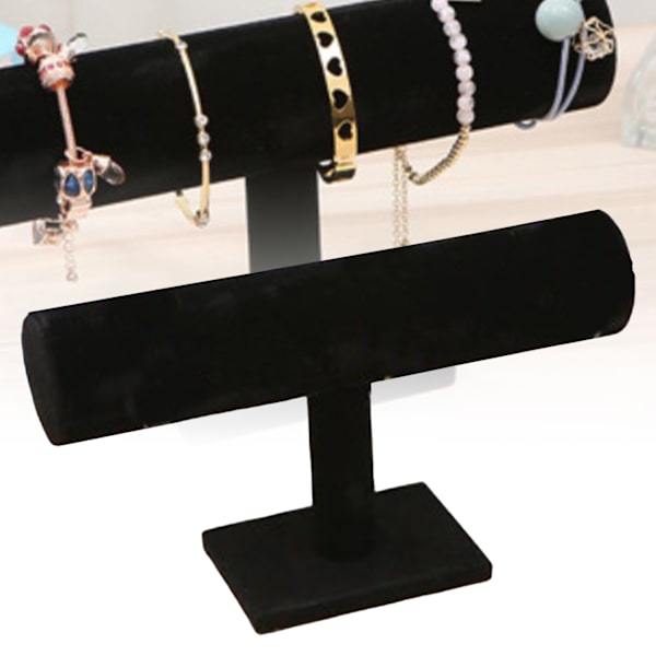 T Bar Armbandshållare Flanell Utseende Delikat Modern Watch Display Stand Smycken Display Svart