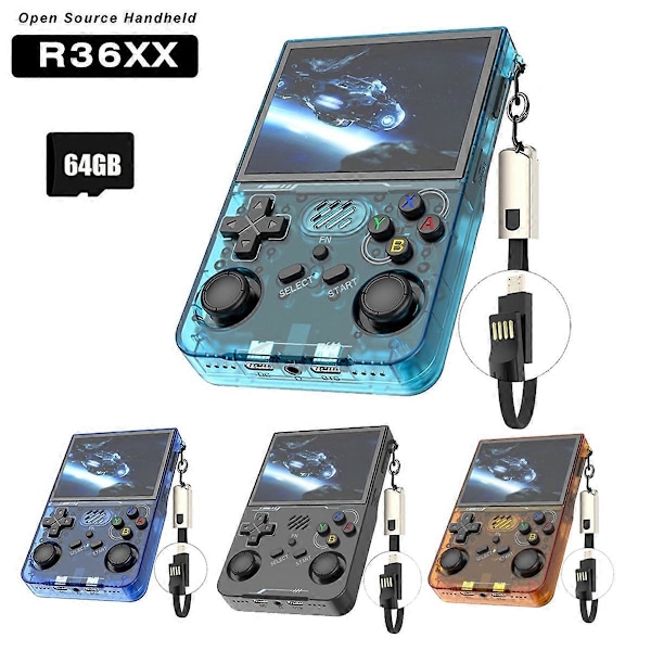 R36XX Retro -käsikonsoli 64G 14000+ peliä 3,5 tuuman näyttö D