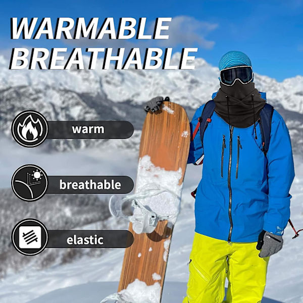 Multifunksjonell fleece balaclava-lue for ski, motorsykkel, camping, fotturer - Svart