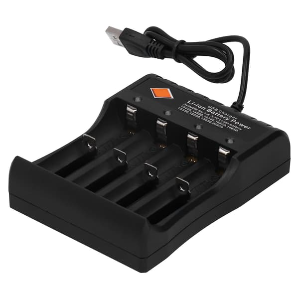 Batterilader DC4.2V 4-spors oppladbar bukt med USB-kabel, passer for 3.7V Li-ion