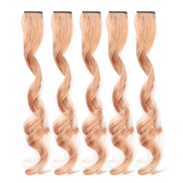 5 st Långt lockigt hårstycke Kvinnor Flickor Snyggt hårförlängning Färgat Höjdpunkter Hårstycke med KlippOrange Rosa