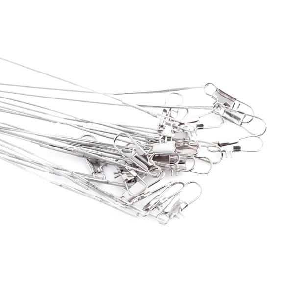 60 x teräskalastusuistimet Leader Wire Trace 15/20/25 cm set(hopea)