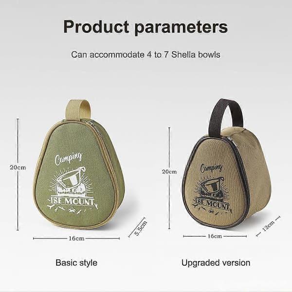 Oxford opbevaringstaske til campingskål, robust, holdbar til udendørs aktiviteter Khaki