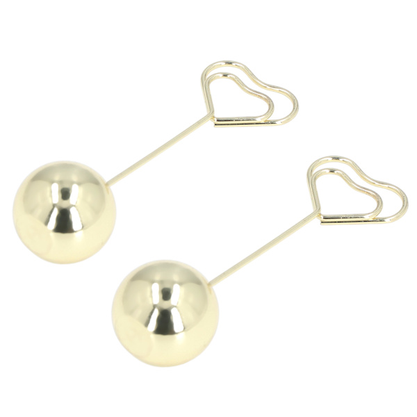 2 stk. bordnummerholder i hjerteform, fast, stabil, førsteklasses metal, robust, holdbar, bred anvendelse, bordkortholder, gylden