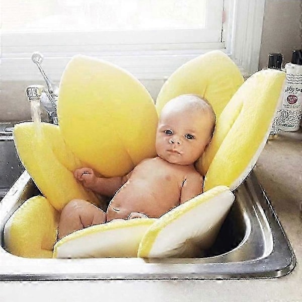Baby solsikke kan folde brusebad skridsikker måtte 70cm (blå) 1 stk