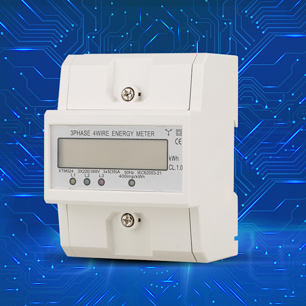 1 st 3 x 220V Digital 3-fas 4-tråds 4P DIN-skena Elektrisk mätare Elektronisk (5(30)A )