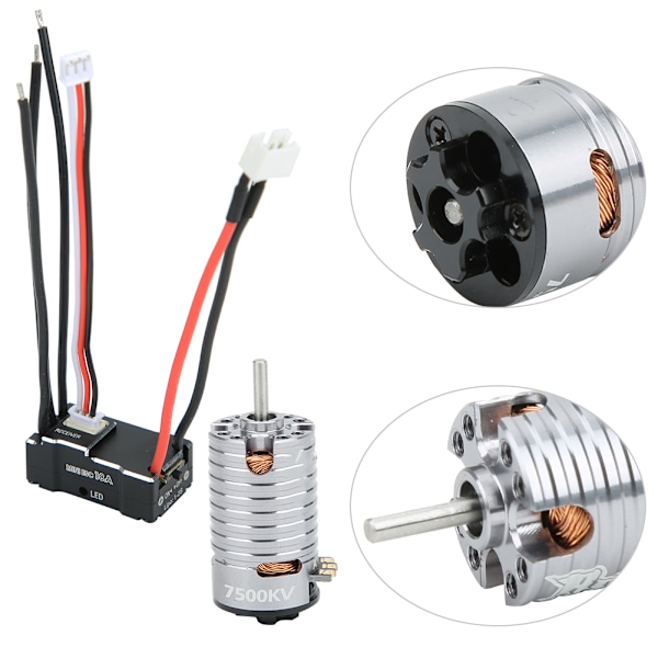 1410 Børsteløs motor 18A Sort ESC RC Erstatningstilbehør Reservedel (Titanfarge 7500KV)