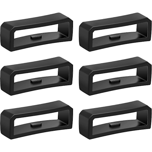 6 stycken 22mm Silikon Klockarmband Hållare Spänne, Klockarmbands Fixeringsring för Smart Klockarmbandsbyte (Svart)
