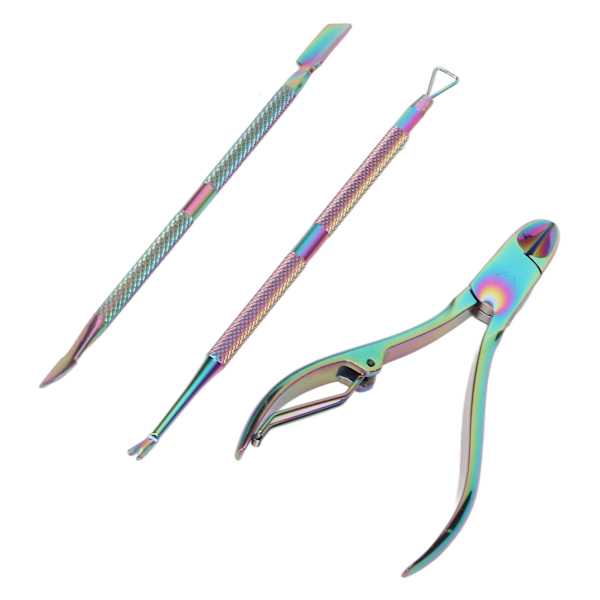 3 st Nagelband Trimmer Set Rostfritt Stål Professionell Nagelvård Nagelband Pusher Scraper Set för fingernaglar Tånaglar
