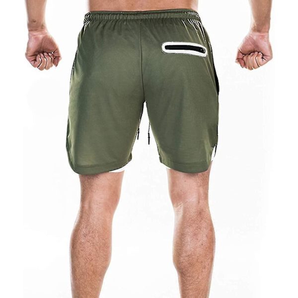 Lett og hurtigtørkende 2-i-1 løpeshorts for menn 3XL grønn