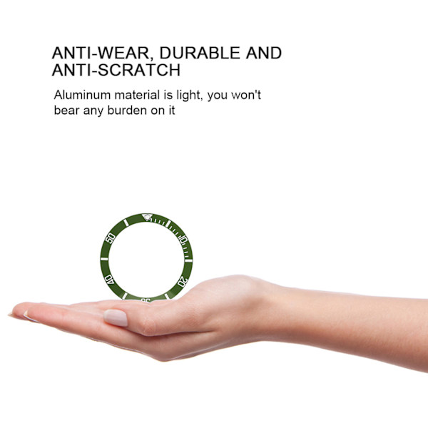 Watch Armbandsur Aluminiummaterial Loop Bezel Insert Ring Ersättningsdel (grön)