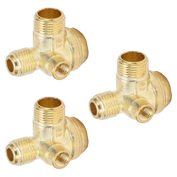 3 stk. Kontraventil 3-vejs messing luftkompressor gevind centralt pneumatisk tilbehør 8 mm 16 mm 14 mm