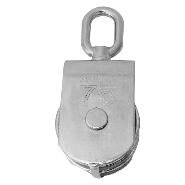 Rustfritt stål Heavy Duty Dobbelthjul Talje Rigging Løftetau Yacht Tilbehør(75mm)