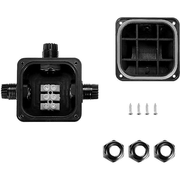 4 Stykker IP68 Koblingsboks, 3-veis Vanntett Kobling Utendørs Elektrisk Boks Koblinger, Vanntett Elektrisk Koblingsboks - Ø 5.5mm-10mm/Svart