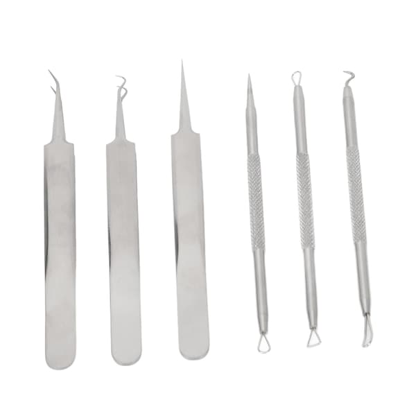 6 st Blackhead Remover Tool Rostfritt Stål Pormask Comedones Extractor för Blemish Whitehead Popping