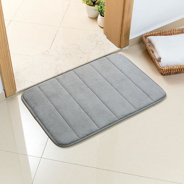 Skridsikker Bademåtte Blød Vaskbar Blød Badeværelsesmåtte Absorberende Bademåtte Komfortabel Bademåtte Grå 10x120cm