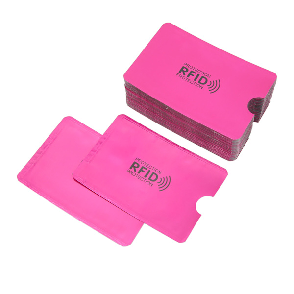 100 st Kortblockeringshylsor Snug Fit Folie Anti Scan Stöld Magnetskydd Bärbar skyddskorthållare Rosa