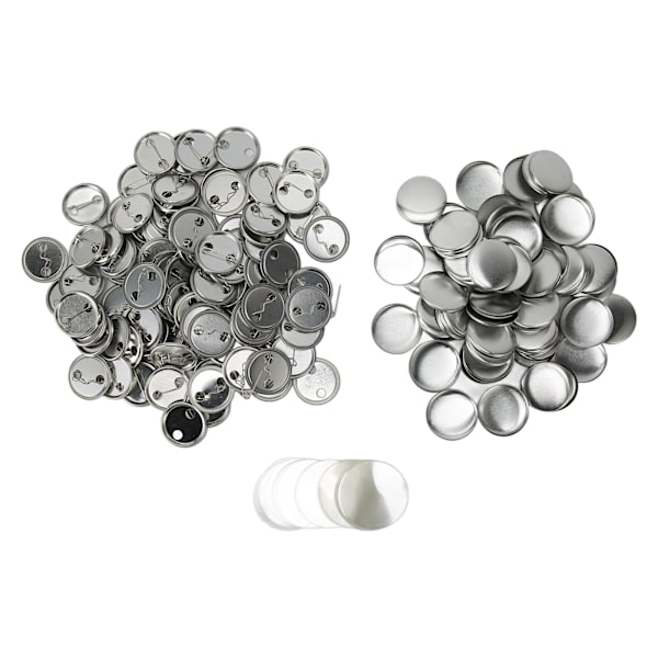 100 Set Blank Knappar Badge-delar Rund Form Rostskydd Lätt att Skriva ut Knappnåls-set för Knapptillverkningsmaskin 32mm/1.3in