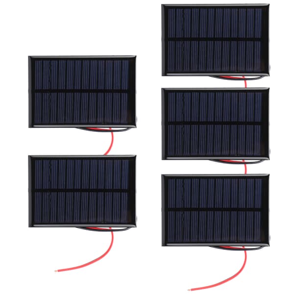 5 stk. Mini solcellepanel Epoxy cellekort strømmodul 30 cm rød og svart linje 6V0.6W