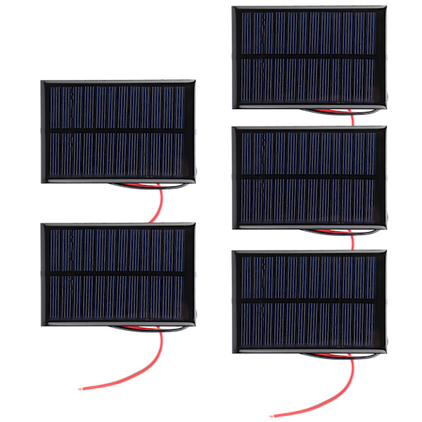 5 stk. Mini solpanel epoxy celleplade strømmodul 30 cm rød og sort ledning 6V0.6W