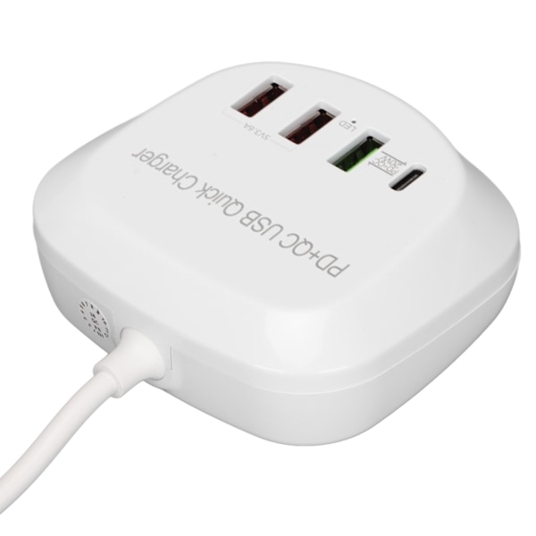 T3P USB-plugg multiportlader multifunksjonell 4-porters PD QC3.0 USB-laderhub 100-240VUK-plugg