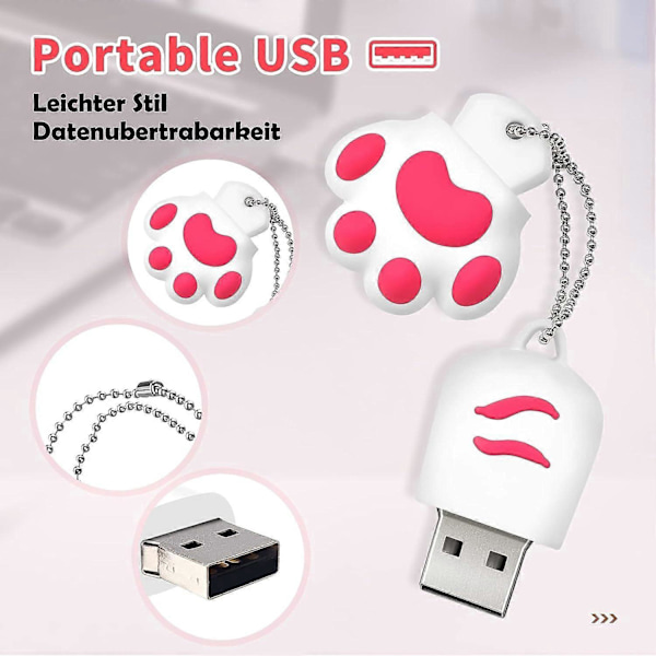 USB Flash Drive 128 GB, USB 2.0 Flash Drive, 128 GB Bærbar USB Stick USB Flash Drive Ekstern Lagring Hukommelse til Computere Fjernsyn Bil Hvid