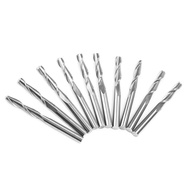 10 stk. 3,175 x 17 mm Doble Fløyter Karbid Kule Nese Endefreser CNC Bits