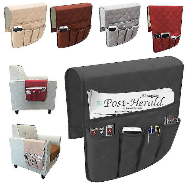 Armstöd Caddy: Fjärrkontrollhållare och arrangör för soffa, soffa, stol Svart