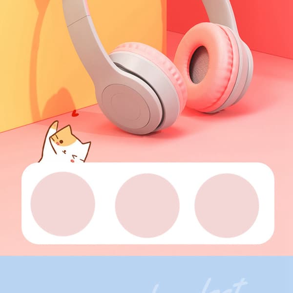Trådløst headset sød katteform HiFi lydkvalitet lysende stereo Bluetooth-hovedtelefoner til hjemmekontor lyserød