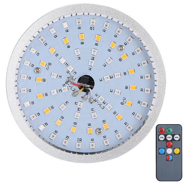 50W 64LED inomhusväxtlampa med fjärrkontroll, fullspektrum växtlampa med timerfunktion