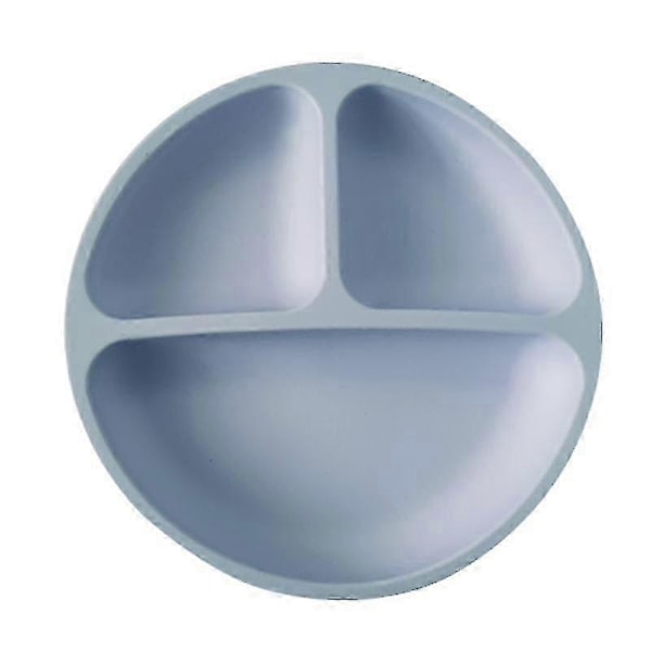 (Gråblå/Grön/Beige) Silikonplattor med sugkopp för baby, 3 st sugkoppstallrikar för baby - Disk