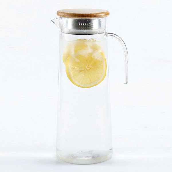 1,2L Akryl Transparent Juicepresser Kaldt Vann Mugge Krukke for Bar Hjemmebruk Bambuslokk