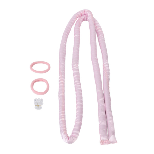 Pink Heatless Curling Sæt Hårstang Højkomfort Stof Pandebånd Clips DIY Curls Roller til at sove